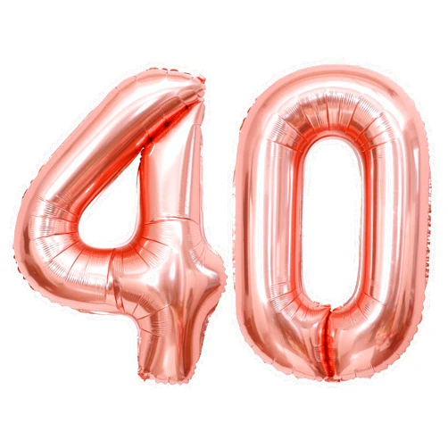 BBPOOL Rose Gold 40 Number Balloons,40 Inch Big Giant Jumbo 40 Balloon Numbers Rose Gold 40 Foil Mylar Balloons for Birthday Party 40 Anniversary Events Decorations