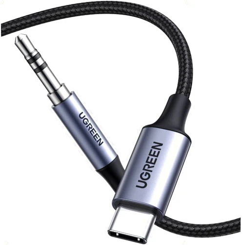 UGREEN Aux to USB C Type C to 3.5mm Audio Adapter Hi-Fi Stereo Cord Headphone Male Car Auxiliary Cable Compatible with iPhone 16 15 Pro Max Plus, Galaxy S24 S23 Ultra iPad Pixel 9, Grey, 3.3FT