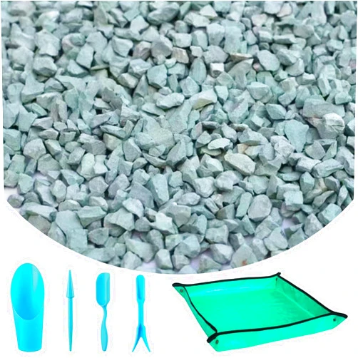 Planterhoma 18 lbs Succulent and Cactus Bonsai Pebbles Decorative Landscaping Stones Natural Garden Gravel Rocks for Indoor Outdoor Plants Aquariums DIY, and Gardening Top Dressing, Green Zeolite(6-9mm)