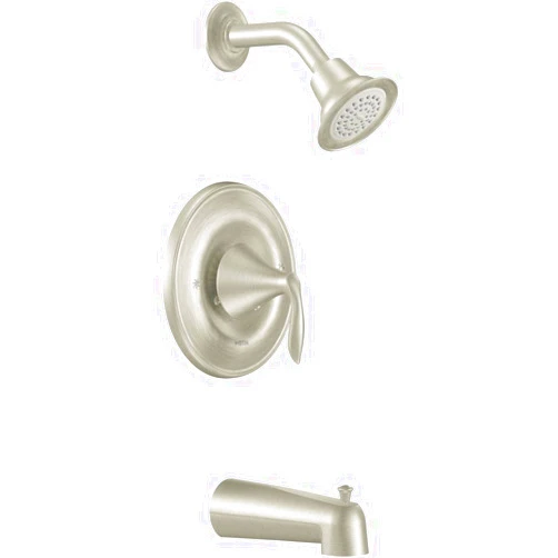 Moen T2133EPBN Trim Eva 1 Handle Ts Posi Haf Spt Ep 1.75 Bn Brushed Chrome brushed nickel finish provides a lightly brushed warm grey metallic look lever design for ease of use LifeShine(R) finish guaranteed not to tarnish, corrode or flake off PosiTemp(R) pressure-balancing valve maintains water pressure and controls temperature eco-performance 7