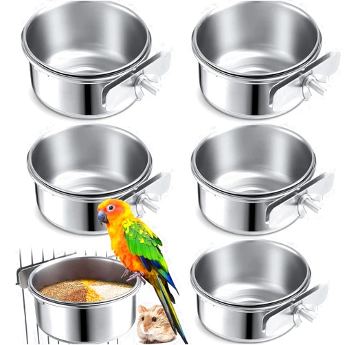 BCHARYA 3 Pcs Bird Food Bowl with Clamp, Durable Bird Bowls for Cage, Bird Water Bowl for Bird Parrot Conure Budgies Parakeet Small Animal