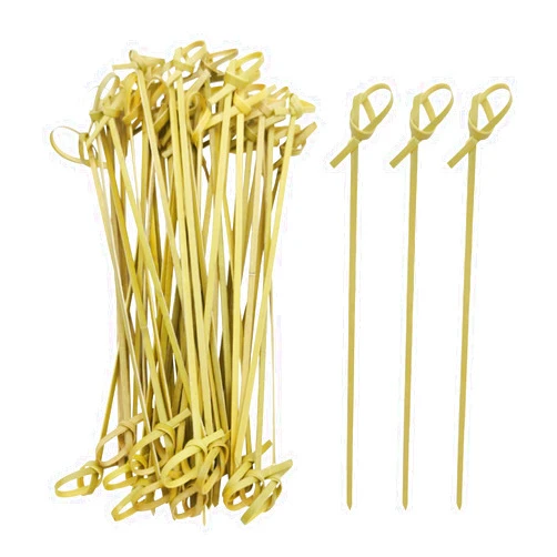 BLUE TOP Bamboo Cocktail Picks 200 PCS Bamboo Skewers 4 Inch with Looped Knot, Food Picks,Party Toothpicks for Appetizers,Cocktail Drinks,Barbecue Snacks,Club Sandwiches.