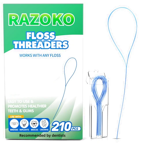 RAZOKO Floss Threaders | Dental Floss Threaders for Braces, Bridges, and Implants |210PCS (Pack of 3)