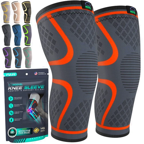 Modvel Compression Knee Brace for Women & Men - 2 Pack Knee Brace for Women Running Knee Pain, Knee Support Compression Sleeve, Workout Sports Knee Braces for Meniscus Tear ACL & Arthritis Pain Relief