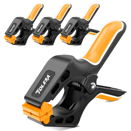 TOLESA Heavy Duty Spring Clamps 7 Inch 4 Pcs Large Wood Clamps with 30Lbs Powerful Clamping Force Deep Throat Nylon Clamps for Woodworking Photography Backdrop Household Use Cover Holding Wood Gluing
