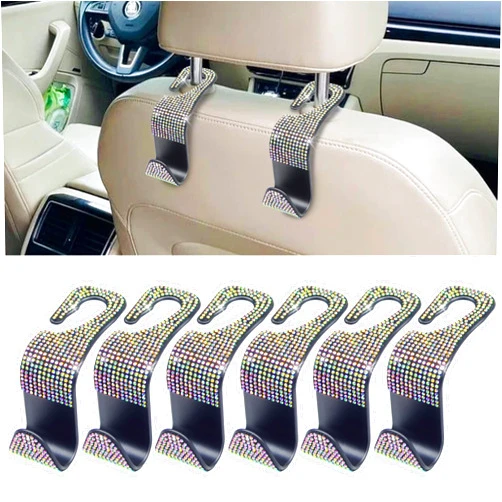 BFXM Car Seat Headrest Hooks 6Pcs, Back Seat Purse Hanger Holder Hook, Magnetic Storage Organizer for Purses Handbag Grocery Bags Coats