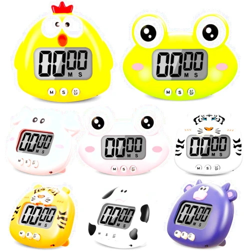 Amylove 8 Pcs Cute Animal Kitchen Timer Digital Countdown Classroom Timer Magnetic Cartoon Decorative with LCD Large Visual Screen for Kitchen Cooking Classroom Whiteboard, 8 Styles