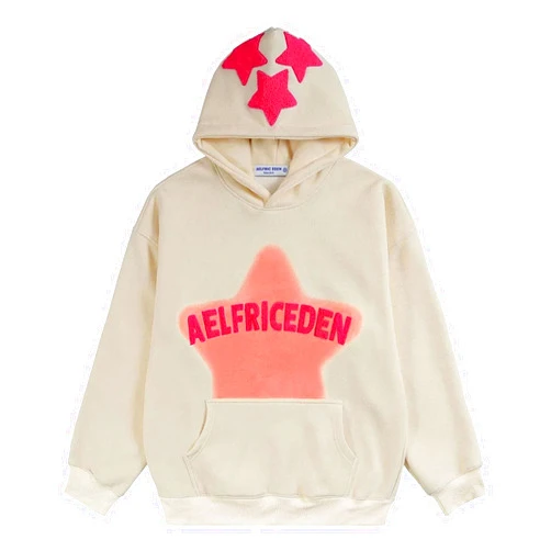 Aelfric Eden Womens Graphic Hoodies Pink Star Print Hoodie Unisex Oversized Hoodies Long Sleeve Pocket Pullover