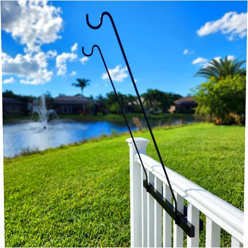 Hold It Mate Long Hook Kits Ideal for Bird Feeders, Lighter Flower Baskets, Chimes, etc. for Vertical Spindled Deck Railings Only ((2) 34