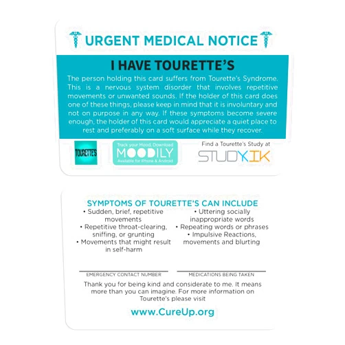 StudyKIK I Have Tourette's Assistance Card 3 pcs