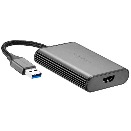 INSIGNIA - SuperSpeed USB 3.0 to HDMI External Video Adapter - Black - Model: NS-PU37H-BK