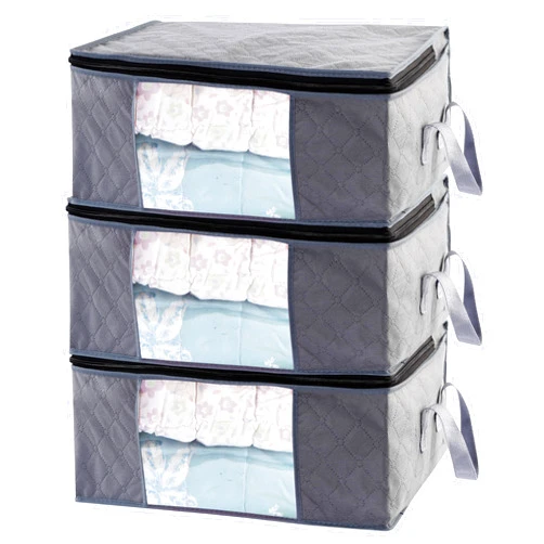 Sodynee Storage Clothes Bins Closet Bags - 35L Containers Organizer Boxes Clothing Bin Organization for Organizing Blanket Pillow Sheet Sweater, Foldable Fabric Bedroom Small Storage Totes With Lids Zipper