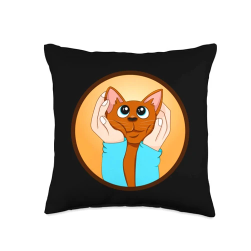 Just Cat - Funny Cat Not Only Your Pet Holding Meme's Brown Cat Loves He's Owner Throw Pillow, 16x16, Multicolor