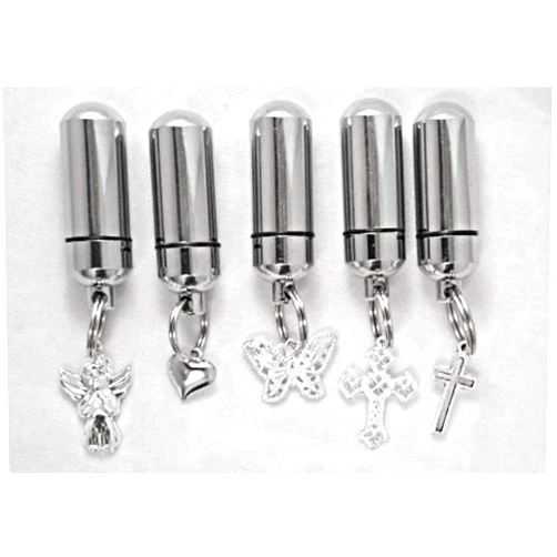 Pasco Specialty Products Assortment of Five Silver Cremation Urns - Angel/Crosses/Heart/Butterfly with Scattering Tube
