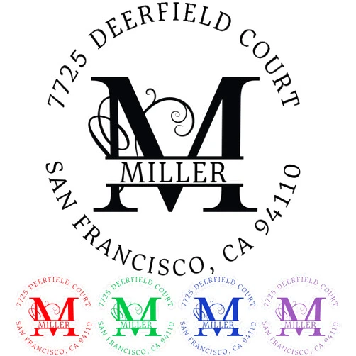 Pickled Stamps Custom Address Stamp, Self-Inking Round Monogram Address Stamp, Personalized Address Stamp