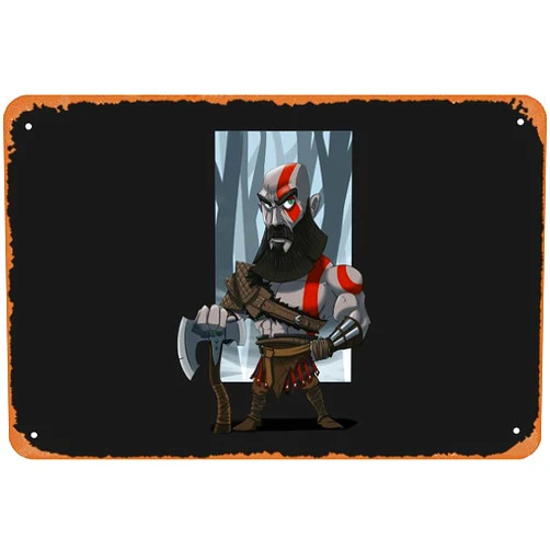 UOPZLOM God Of War, Kratos Game Poster Home Wall Art Decoration Retro Metal Tin Sign 8x12 inch