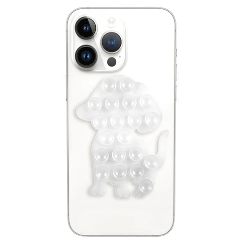 Mijafaron Suction Phone Case Mount, Silicon Adhesive Phone Accessory for iPhone and Android, Hands-Free Fidget Toy Mirror Shower Phone Holder, Tiktok Videos and Selfies(Dog Shaped, Transparent)