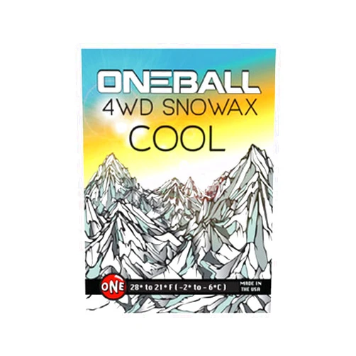 One Ball Jay One Mfg 4WD Snowboard & Ski Wax, 65g Bar, Oneball Universal Wax for Cool Snow, 28ºF to 21ºF (-2ºC to -6ºC), Tropical Scent, No Fluoro