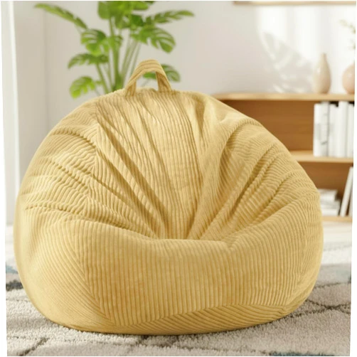 ZhenLives Stuffed Animal Storage Bean Bag Chair Cover (No Filler), Large Toy Storage Organizer & Comfy Kids Sofa Chair for Playroom, Teens Adults Toddler,Corduroy (Khaki, Cover Only)
