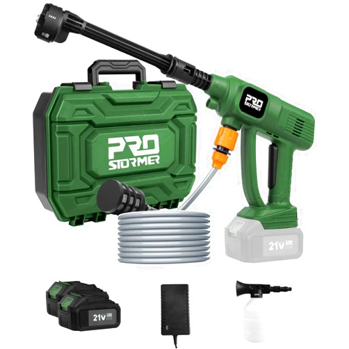 Prostormer Cordless Pressure Washer 1500PSI, Portable Handheld Water Gun with 2PCS 3.0Ah Batteries and Charger, 6-in-1 Nozzle for Car, Home, Floor, Fence