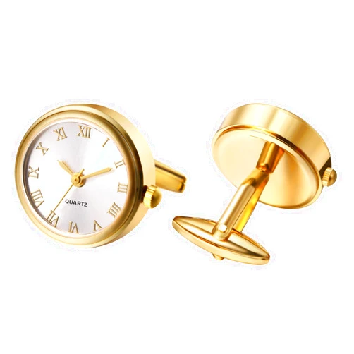Avaner Men's Clip Cufflinks Watches: Analog Quartz Working Pocket Watch Gold Silver