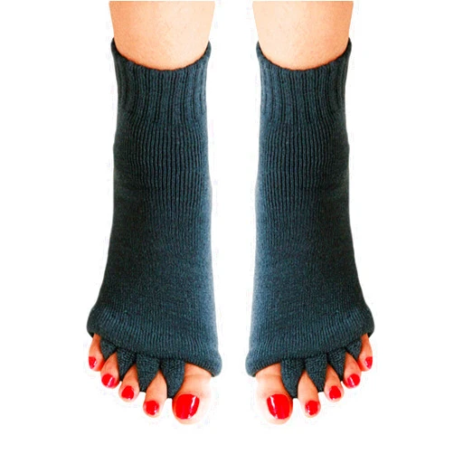 Homrap Women Toe Separator Socks Toeless Foot Alignment Socks for Yoga GYM Massage Pain Relief Improves Circulation Stretchy