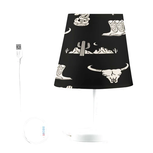 Vozoza Western Theme LED Table Lamp with USB Port Night Light Dimmable Bedside Lamps for Living Room Bedroom Desk, S