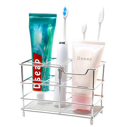 Dseap Toothbrush Holder, Electric Toothbrush Holder - Stainless Steel Tooth Brush Holder, Toothpaste Holder Organizer Stand Caddy for Bathroom, Silver