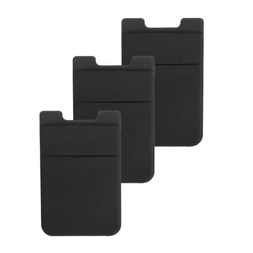 Obbii Phone Card Holder Stretchy Lycra Wallet Pocket Credit Card ID Case Pouch Sleeve Adhesive Sticker Compatible with iPhone Samsung Galaxy Android Smartphones (Black)