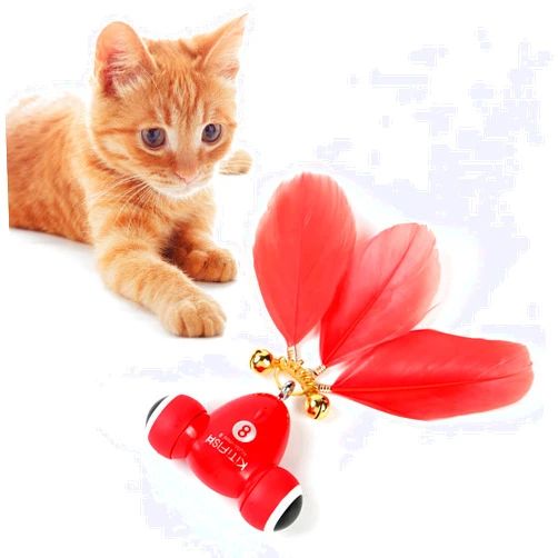 QICDRTF Automatic Interactive Cat Toy - Goldfish Design with LED Light, Feather, Bell, and Auto-Sleep Feature. Self-Moving for Indoor Play - Ideal for Kittens of All Breeds.