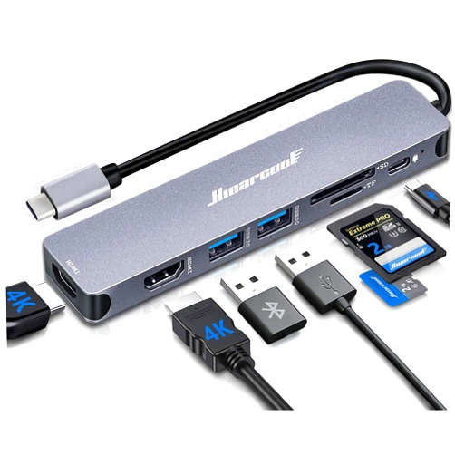 Hiearcool Docking Station,4K USB C Laptop Docking Station,Hiearcool 8 in 1 Triple Display Dual HDMI Type C Adapter Compatiable for Thunderblot3 MacBook and Windows(2HDMI PD SD/TF Card Reader 2USB)