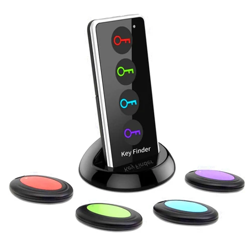 Jremreo Key Finder Wireless Bluetooth Tracker - Locator Tags Key RF Locator Item Anti-Lost Tag Alarm Reminder, 1 RF Transmitter 4 Receivers, Remote Control for Finding Pet, Wallet and Keys