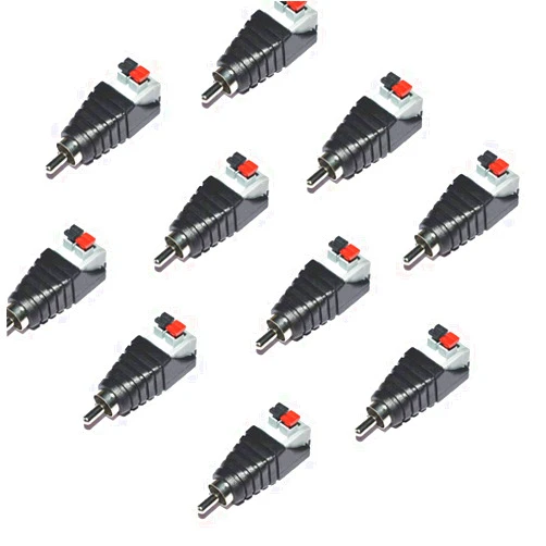 Gleewin Speaker Wire Cable to Audio Male RCA Connector,Gleewin Speaker Phono RCA Male to 2 Screw Terminal Strip Audio Video Spring Press Type Balum Adapter 10Pack