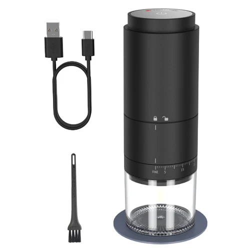 CEVING Portable Battery Powered Burr Coffee Grinder with 38 Adjustable Settings, Rechargeable Coffee Bean Grinder with LED Display, Cordless Coffee Mill for Travel, Camping, Office, Espresso, Pour Over, etc