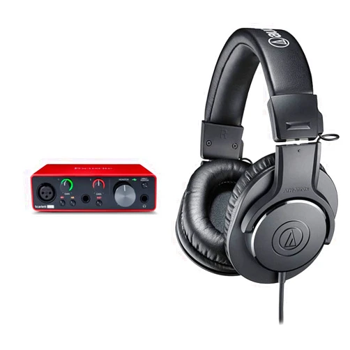 Focusrite Scarlett Solo 3rd Gen USB Audio Interface, for the Guitarist, Vocalist, Podcaster or Producer & Audio-Technica ATH-M20X Professional Studio Monitor Headphones, Black