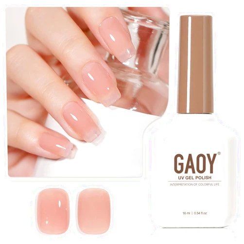 GAOY Sheer Nude Gel Nail Polish, 16ml Jelly Natural Pink Translucent Color 1301 UV Light Cure Gel Polish for Nail Art DIY Manicure and Pedicure at Home