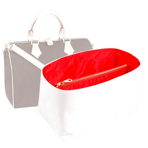 OLSEEY Purse Organizer Insert for handbag，Dupont paper Ultra-Light weight Bag Organizer Insert for LV Speedy 30 Waterproof (Large-white red)
