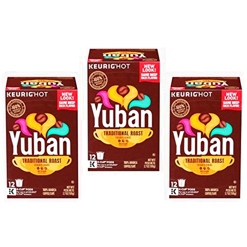 Yuban Traditional Roast Coffee (Yuban Gold New Look), Medium, 12 Single Serve K-Cups, 3.7 oz Box (Pack of 3)