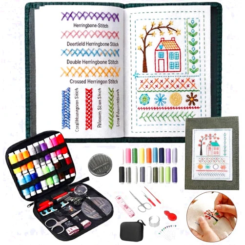 Nyrvexa 2026 New Embroidery Stitch Book Kit,Comes with a Complete Toolkit and Instructional Tutorial,Portable All Scenario Embroidery Stitch Book for Beginners and Enthusiast