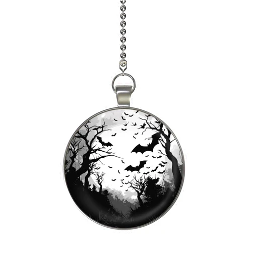 Gotham Decor Halloween Bat Forest Glow in the Dark Ceiling Fan and Light Pull Chain Pendant Single Sided - Halloween Fan Pull