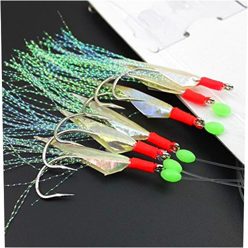 OriGlam Luminous Fishing Rigs Fishing, Fishing Lures Bait Rigs, Real Fish Skin Sea Rigs, Glow Fishing Beads High Carbon Hooks for Freshwater/Saltwater