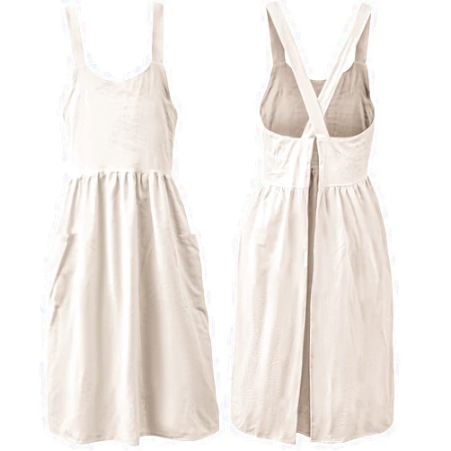 Uaussi Cotton Linen Apron Cross Back Work Apron for Women with Pockets Pinafore Dress X Cross Halter Apron for Chef Gardening