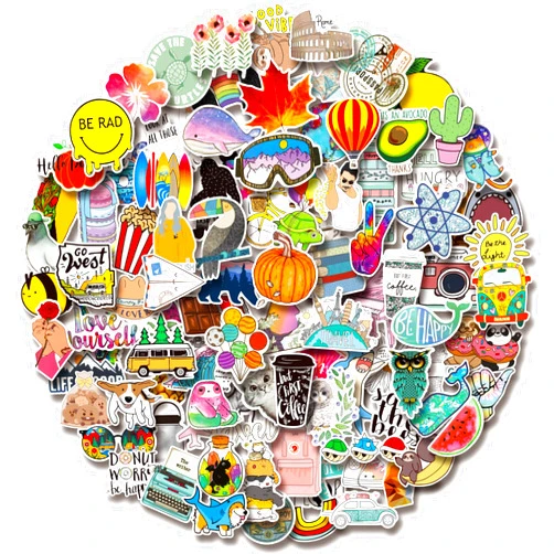 Greingways 100 Pcs Water Bottle Stickers, Waterproof Stickes for Laptop Skateboard Notebook Vsco Vinyl Cute Aesthetic Stickers for Car Decal Phone Kids Party Favors Stickers for Kids Teens Girls