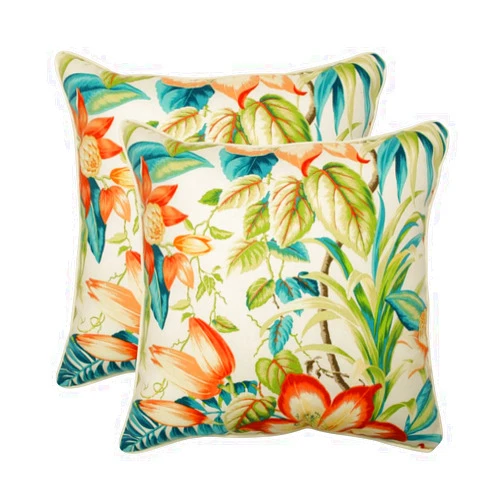 Pillow Perfect Tropic Floral Indoor/Outdoor Accent Throw Pillow, Plush Fill, Weather, and Fade Resistant, Large Throw - 18.5