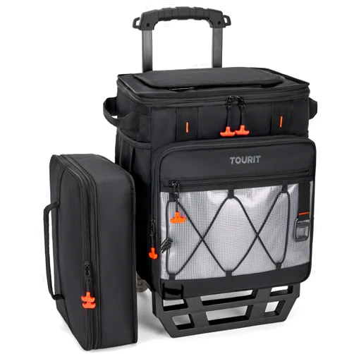 TOURIT 75 Can Rolling Cooler Detachable Double Deck Beach Cooler with Wheels Collapsible for Outdoor, Camping, Picnic, Travel