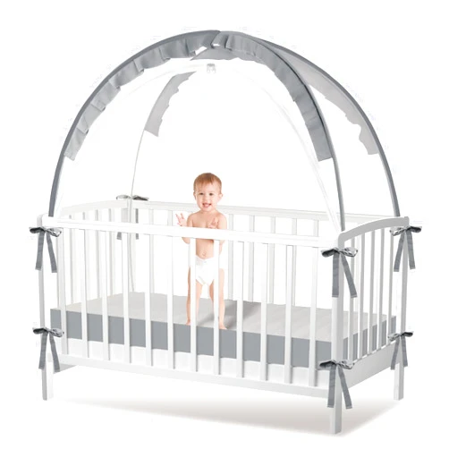 Generic Crib Tent to Keep Baby from Climbing Out - Mesh Crib Climbing Prevention, Pop Up Baby Crib Tent, Two-Way Self-Locking Metal Zipper (Grey, Large)