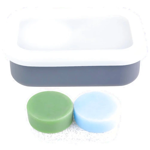 TITATI Large Travel Soap Case, Leakproof Shampoo Bar Holder, Silicone Travel Soap Container, Soap Travel Case, Portable Soap Box with Drainage Pad for Hiking Traveling Shower(Translucent Gray)