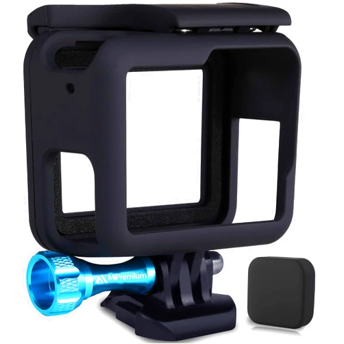 MiPremium Frame Mount Housing Case for GoPro Hero 7 6 & 5 Black Silver & White. Cover Shell Cage Accessories Kit with Aluminium Screw & Quick Release Buckle Socket Accessory for Hero7 Hero6 Hero5