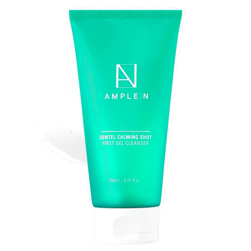 CORÉANA AMPLE:N Centel Calming Shot First Gel Cleanser - Calming Gel Facial Cleanser - Makeup Remover Soap Free Face Wash for Sensitive Skin - Cica and Tea Tree Extract - Fragrance Free - 5.07 fl.oz.