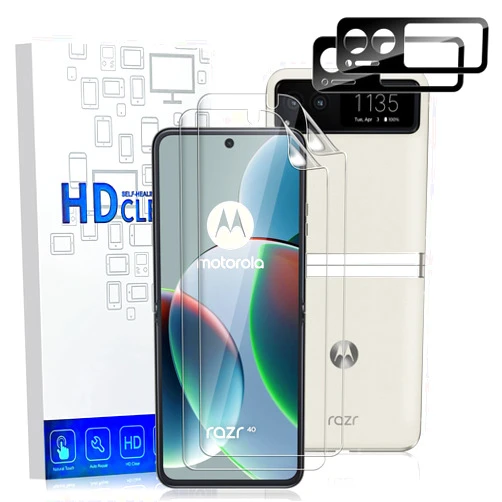 Ruiheshiyi 【4 Pack】 for Motorola Razr 2023 Screen Protector, 2 Pack Screen Protector + 2 Pack Lens Protector, HD Transparent, Anti-scratch, Automatic Repair Without Bubbles, Transparent